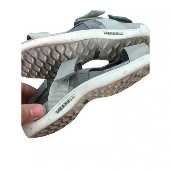 Merrell Women's Gray Air Cushion Memory Pull-On Strappy Foam Sandals Size 7 - Picture 4 of 7